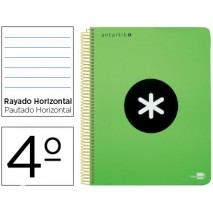 BLOC ESPIRAL LIDERPAPEL CUARTO ANTARTIK TAPA EXTRADURA80 H 100G HORIZONTAL CON MARGEN COLOR VERDE