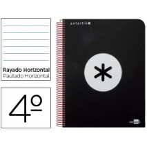 BLOC ESPIRAL LIDERPAPEL CUARTO ANTARTIK TAPA EXTRADURA80 H 100G HORIZONTAL CON MARGEN COLOR NEGRO