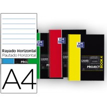 BLOC ESPIRAL OXFORD TAPA PLASTICO MICROPERFORADO PROJECTBOOK1 DIN A4 80 HOJAS 90 GR HORIZONTAL COLOR