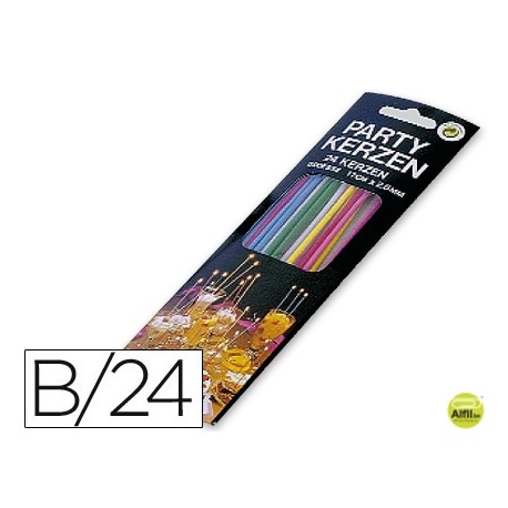 VELAS DE FIESTA 17X2,6CM SET DE 24 UNIDADES