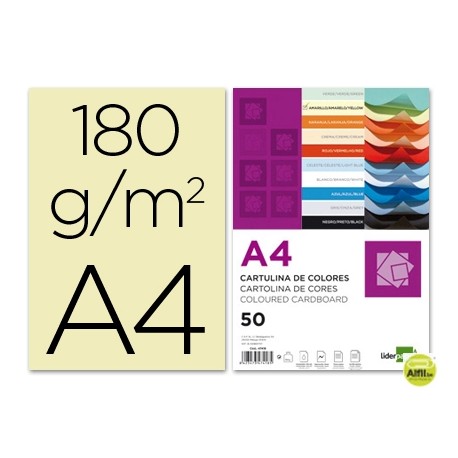 CARTULINA LIDERPAPEL DIN-A4 AMARILLO 180 GR