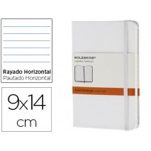 LIBRETA MOLESKINE TAPA DURA RAYADO HORIZONTAL 192 HOJAS COLOR BLANCO CIERRE CON GOMA 90X140 MM