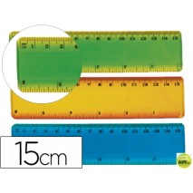 REGLA PLASTICO FLEXIBLE LIDERPAPEL DE 15 CM COLORES SURTIDOS