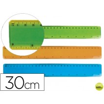 REGLA PLASTICO FLEXIBLE LIDERPAPEL DE 30 CM COLORES SURTIDOS
