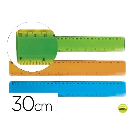 REGLA PLASTICO FLEXIBLE LIDERPAPEL DE 30 CM COLORES SURTIDOS