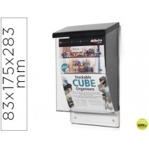 BUZON ARCHIVO 2000 PARA CORRESPONDENCIA COLOR CRISTAL TRANSPARENTE CON TAPA NEGRA 83X175X283 MM