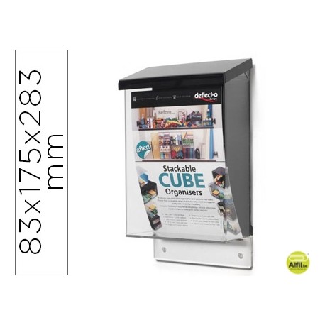 BUZON ARCHIVO 2000 PARA CORRESPONDENCIA COLOR CRISTAL TRANSPARENTE CON TAPA NEGRA 83X175X283 MM