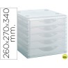 FICHERO CAJONES DE SOBREMESA ARCHIVO 2000 260X270X340 MM APILABLES 5 CAJONES TRANSPARENTE TRANSLUCID