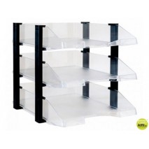 BANDEJA SOBREMESA ARCHIVO 2000 PLASTICO TRANSPARENTE CON ELEVADORES NEGRO CONJUNTO DE 3 BANDEJAS 280