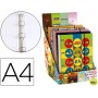 CARPETA LIDERPAPEL 4 ANILLAS 20MM FANTASIA CARTON FORRADO DIN A4 CON RECAMBIO 120H 70G 5MM CIERRE GO