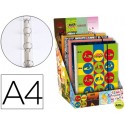 CARPETA LIDERPAPEL 4 ANILLAS 20MM FANTASIA CARTON FORRADO DIN A4 CON RECAMBIO 120H 70G 5MM CIERRE GO