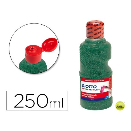 TEMPERA ESCOLAR PURPURINA GLITTER GIOTTO 250 ML VERDE