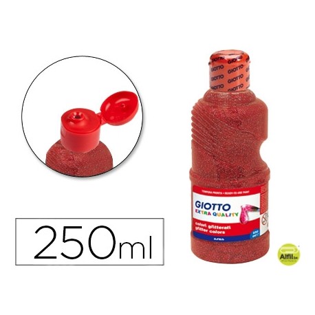 TEMPERA ESCOLAR PURPURINA GLITTER GIOTTO 250 ML ROJO