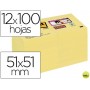 BLOC DE NOTAS ADHESIVAS QUITA Y PON POST-IT SUPER STICKY 51X51 MM PACK DE 12 BLOC AMARILLO CANARIO