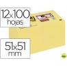 BLOC DE NOTAS ADHESIVAS QUITA Y PON POST-IT SUPER STICKY 51X51 MM PACK DE 12 BLOC AMARILLO CANARIO