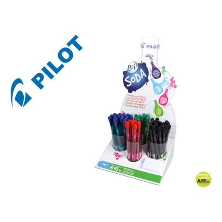 BOLIGRAFO PILOT SODA RETACTIL TINTA BASE ACEITE EXPOSITOR DE 60 UNIDADES COLORES SURTIDOS