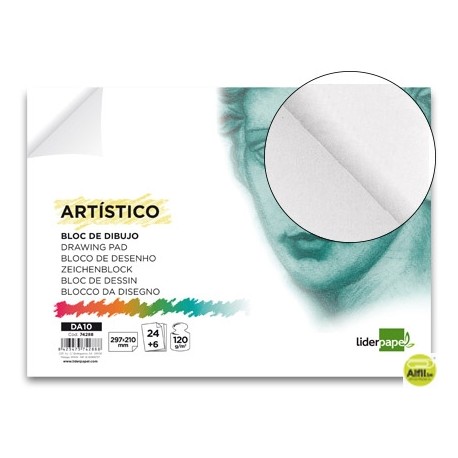 BLOC DIBUJO LIDERPAPEL ARTISTICO ENCOLADO 210X297 MM 30 HOJAS 120G/M2 SIN RECUADRO