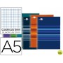 BLOC ESPIRAL LIDERPAPEL A5 MICRO CLASSIC TAPA FORRADA 160H 60G CUADRO 5 MM 5 BANDAS6 TALADROS COLOR