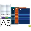 BLOC ESPIRAL LIDERPAPEL A5 MICRO CLASSIC TAPA FORRADA 160H 60G CUADRO 5 MM 5 BANDAS6 TALADROS COLOR