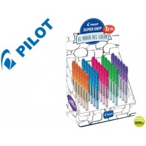 BOLIGRAFO PILOT SUPER GRIP RETRACTIL SUJECION DE CAUCHO TINTA DE ACEITE EXPOSITOR 30 UNIDADES COLORE