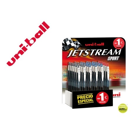 BOLIGRAFO UNI-BALL JET STREAM SPORT SXN-150 RETRACTIL EXPOSITOR DE 36 UNIDADES COLORES SURTIDOS