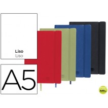 LIBRETA LIDERPAPEL ENCOLADO CON GOMILLA TAPA SIMIL PIEL COLORES SURTIDOS DIN A5 70G LIS0 120 HOJAS