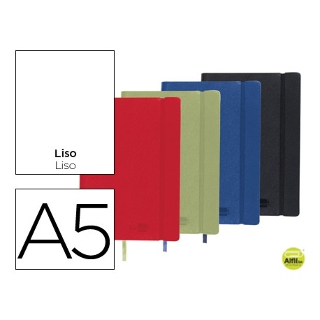 LIBRETA LIDERPAPEL ENCOLADO CON GOMILLA TAPA SIMIL PIEL COLORES SURTIDOS DIN A5 70G LIS0 120 HOJAS