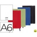 LIBRETA LIDERPAPEL ENCOLADO CON GOMILLA TAPA SIMIL PIEL COLORES SURTIDOS DIN A6 70G LISO 120 HOJAS