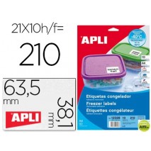 ETIQUETA ADHESIVA APLI 12328 TAMAÑO 63,5X38,1 MM PARA CONGELADOS CAJA CON 10 HOJAS A4 BLANCAS DIRECT
