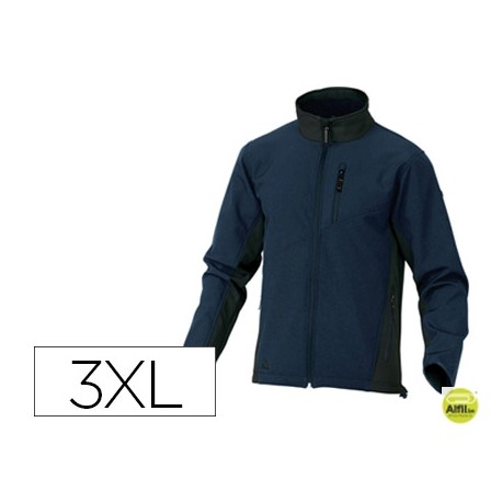 CHAQUETA DELTAPLUS POLIESTER CON CREMALLERA 3 BOLSILLOS REPELENTE AL AGUA INTERIOR POLAR AZUL-NEGRO