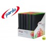 CARPETA PARDO 4 ANILLAS 25MM CARTON FORRADO DIN A4 CON BORDE EN NEON COLORES SURTIDOS EXPOSITOR DE 1