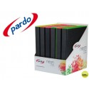 CARPETA PARDO 4 ANILLAS 25MM CARTON FORRADO DIN A4 CON BORDE EN NEON COLORES SURTIDOS EXPOSITOR DE 1