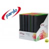 CARPETA PARDO 4 ANILLAS 25MM CARTON FORRADO DIN A4 CON BORDE EN NEON COLORES SURTIDOS EXPOSITOR DE 1