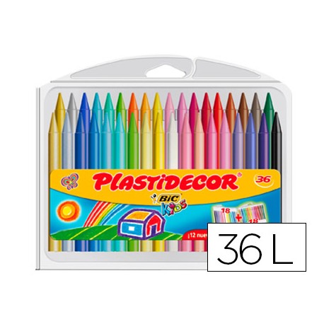 LAPICES CERA PLASTIDECOR CAJA DE 36 COLORES