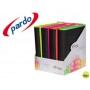 CARPETA PARDO 4 ANILLAS 40MM CARTON FORRADO DIN A4 LOMO CURVO CON BORDE NEON COLORES SURTIDOS EXPOSI