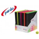 CARPETA PARDO 4 ANILLAS 40MM CARTON FORRADO DIN A4 LOMO CURVO CON BORDE NEON COLORES SURTIDOS EXPOSI