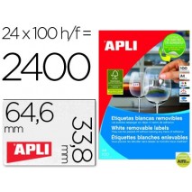 ETIQUETA ADHESIVAS APLI 3056 TAMAÑO 64,6 X 33,8 MM PARA FOTOCOPIADORA LASER INK-JET CAJA CON 100 HOJ