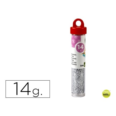 PURPURINA LIDERPAPEL FANTASIA COLOR PLATA BOTE DE 14 GR