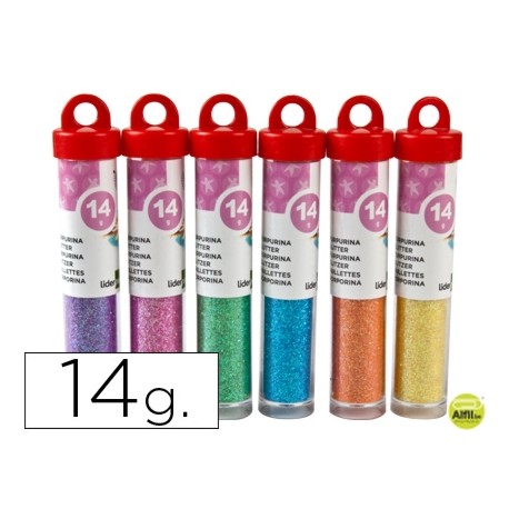PURPURINA LIDERPAPEL FANTASIA COLORES METALICOS PASTELES BOTE DE 14 GR