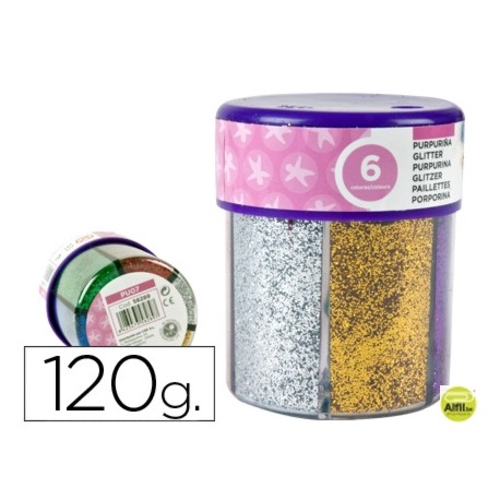 PURPURINA LIDERPAPEL FANTASIA COLORES METALICOS 6 COLORES SURTIDOS BOTE DE 120 GR