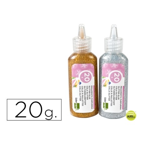 PURPURINA PEGAMENTO LIDERPAPEL FANTASIA COLORES METALICOS ORO Y PLATA BOTE DE 20 GR