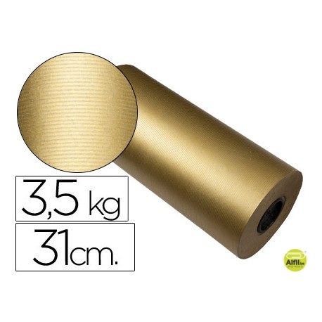 PAPEL FANTASIA KRAFT HAVANA FRECH ORO BOBINA 31 CM 3,5 KG