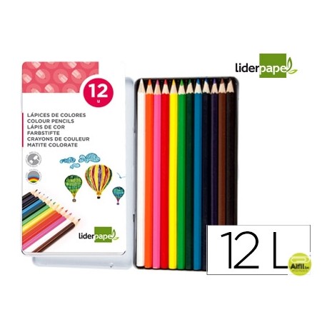 LAPICES DE COLORES LIDERPAPEL CAJA METALICA DE 12 COLORES