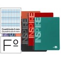 BLOC ESPIRAL LIDERPAPEL FOLIO INSPIRE TAPA EXTRADURA 80H 60 G CUADRO 5MM CON MARGEN. COLORES SURTIDO