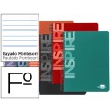 BLOC ESPIRAL LIDERPAPEL FOLIO INSPIRE TAPA EXTRADURA 80H 60 G RAYADO MONTESSORI CON MARGENCOLORES SU