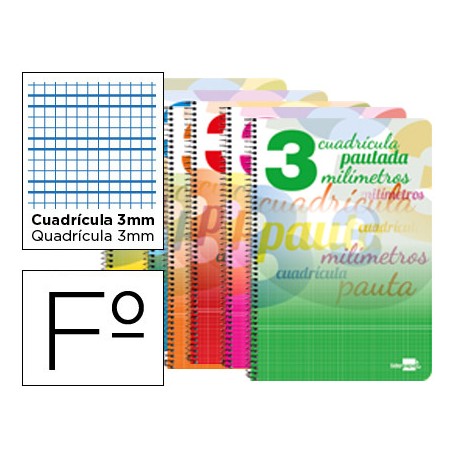 BLOC ESPIRAL LIDERPAPEL FOLIO INSPIRE TAPA EXTRADURA 80H 70 G CUADRICULADO PAUTADO 3 MM CON MARGEN C