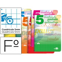 BLOC ESPIRAL LIDERPAPEL FOLIO INSPIRE TAPA EXTRADURA 80H 70 G CUADRICULADO PAUTADO 5 MM CON MARGEN C