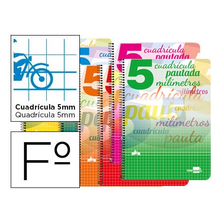 BLOC ESPIRAL LIDERPAPEL FOLIO INSPIRE TAPA EXTRADURA 80H 70 G CUADRICULADO PAUTADO 5 MM CON MARGEN C