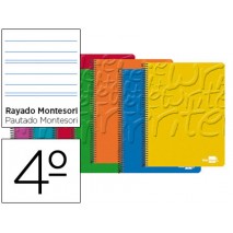 BLOC ESPIRAL LIDERPAPEL CUARTO WRITE TAPA CARTONCILLO 80H 60G RAYADO MONTESSORI COLORES SURTIDOS