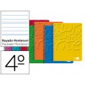 BLOC ESPIRAL LIDERPAPEL CUARTO WRITE TAPA CARTONCILLO 80H 60G RAYADO MONTESSORI COLORES SURTIDOS